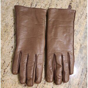 Vintage Size M Brown Soft Leather Sherpa Lined 9.5" Long Gloves Bonwit Teller